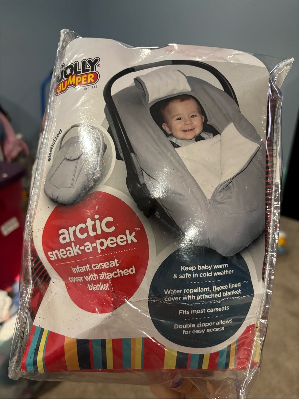 Arctic Sneak-a-Peek Infant Carseat Cover - Buffalo plaid